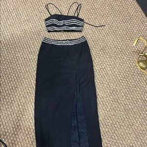 PRECIOUS FORMALS Black embellished Strappy Crop Top and shirt